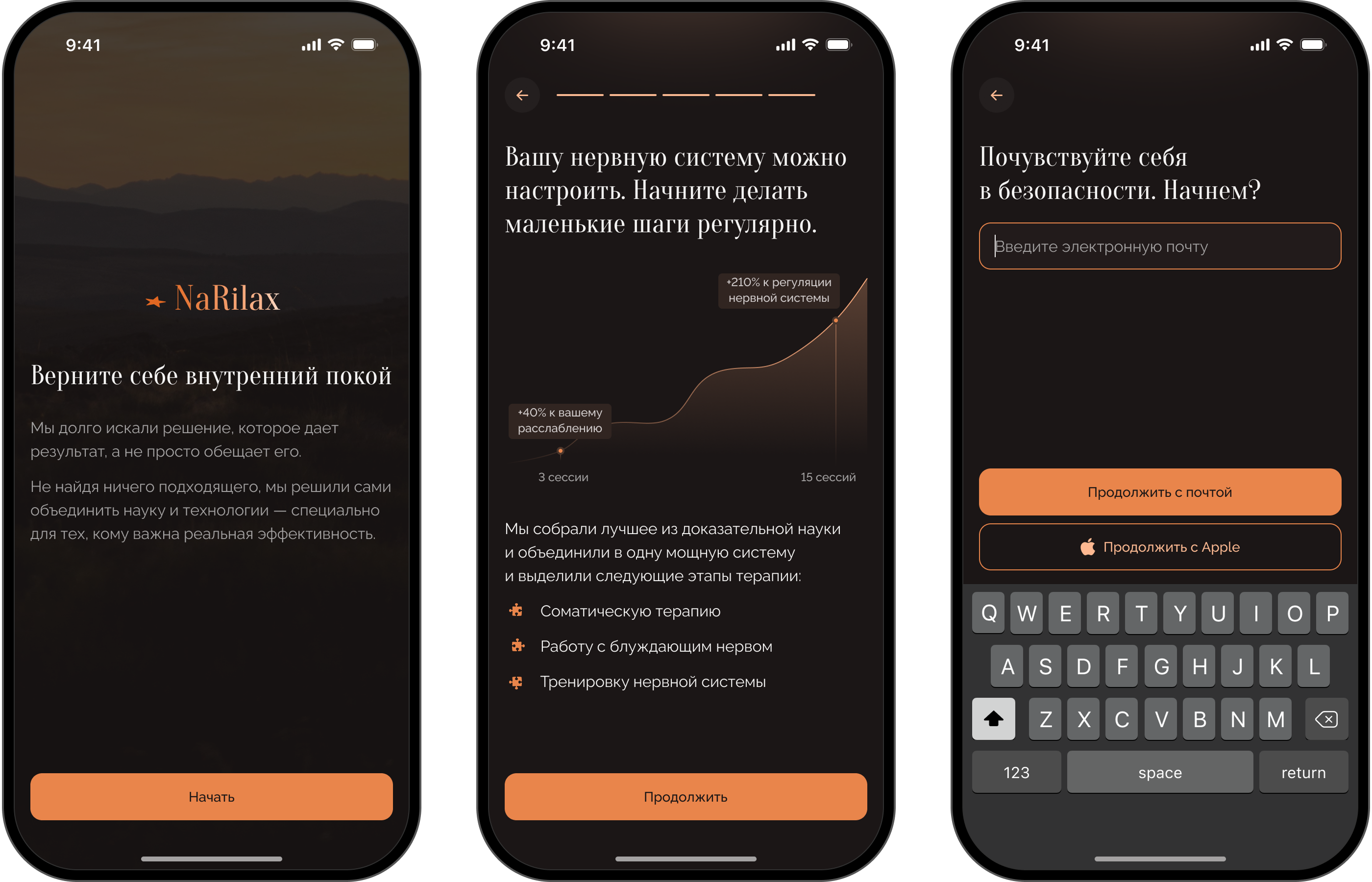 Макеты онбординга приложения для медитаций